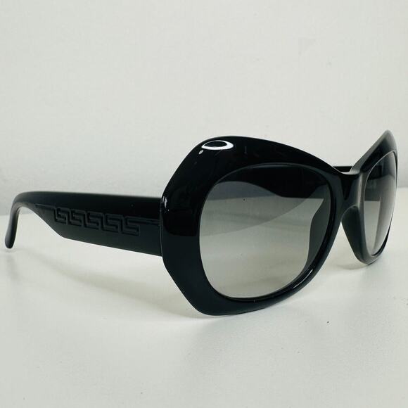 Vintage 80's Versace Black Modified Cat Eye Gray Lense Sunglasses MOD737COL852 - Picture 3 of 12